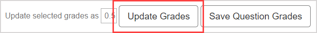 The update grades button is highlighted above the question pane.